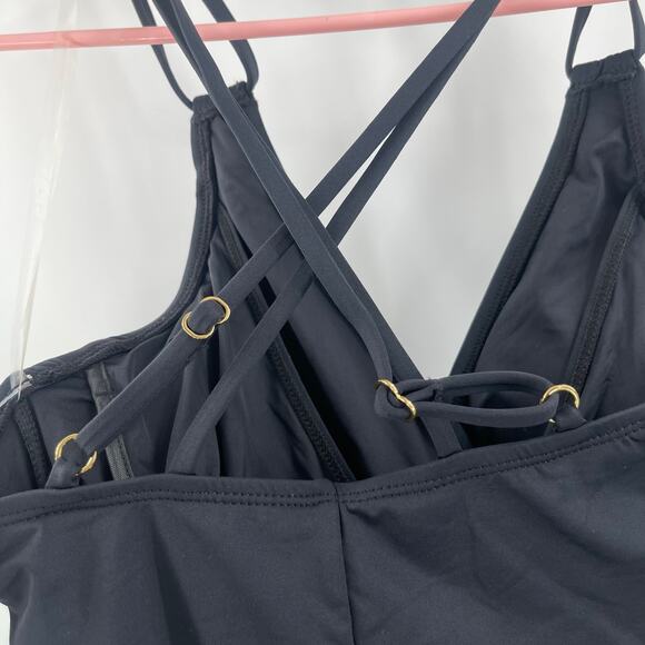 La Blanca Swimsuit SZ 4 Island Goddess Ruched Black One Piece Wired Padding NWT - Picture 10 of 16